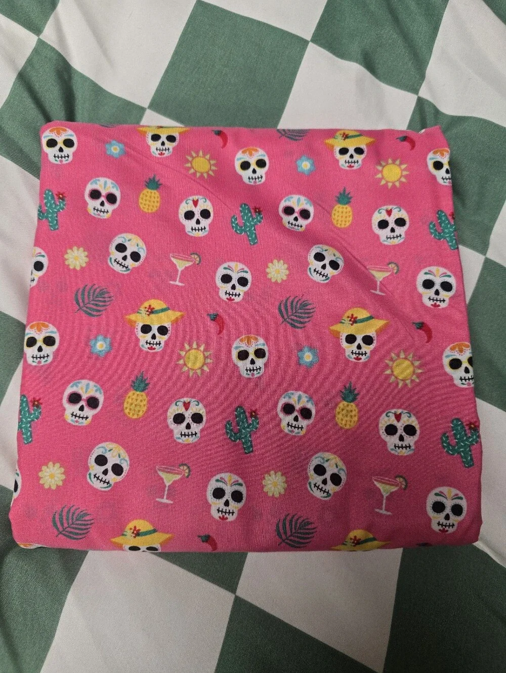 Pink Sugar Skull Print Flat Sheet